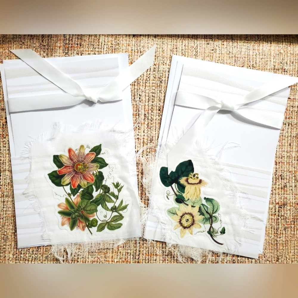 😀 HAND CRAFTED Set of 2 note card pockets with cards inside and envelope